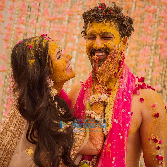 Photos: Katrina Kaif and Vicky Kaushal snapped at their Haldi ceremony