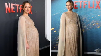 Pregnant Jennifer Lawrence flaunts her baby bump in a sparkly Dior gown during Don’t Look Up premiere