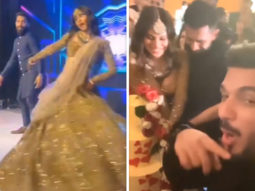 Mouni Roy and Suraj Nambiar groove to Rowdy Baby at their reception; couple kiss before they cut their wedding cake