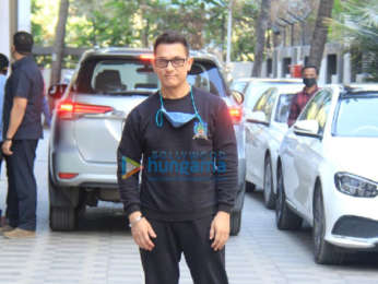Photos: Aamir Khan piques peoples' interest of reviving the T-Series film Mogul after being snapped outside their office in Andheri