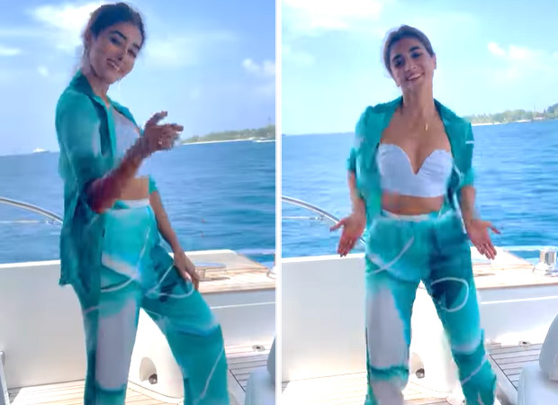 Pooja Hegde flaunts her dance moves as she takes on 'Arabic Kuthu' challenge from Beast on a yacht, watch video Pooja Hegde flaunts her dance moves as she takes on 'Arabic Kuthu' challenge from Beast on a yacht, watch video