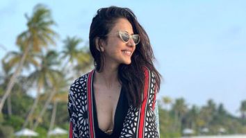 Rakul Preet Singh says ‘smile away’ as she poses in black swimsuit and printed overlay from her Maldives vacation