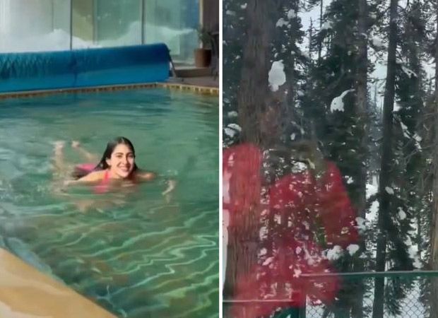 Sara Ali Khan swims away from her Monday blues in a pink bikini in -2 degree temperature in Kashmir; see video Sara Ali Khan swims away from her Monday blues in a pink bikini in -2 degree temperature in Kashmir; see video