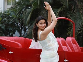 Alia Bhatt does her Gangubai namaste pose in front of a vintage Rolls Royce as she promotes Gangubai Kathiawadi in Delhi