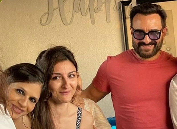 Saif Ali Khan, Soha Ali Khan, Saba Pataudi pose for a picture at Jeh Ali Khan’’s first birthday party; fans call them “Tiger cubs”