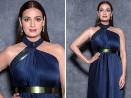 Dia Mirza looks resplendent in blue halter-neck draped dress with metallic details by Amit Aggarwal worth Rs. 28,500