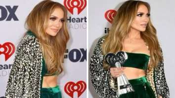 Jennifer Lopez flaunts her killer abs in Robert Cavalli emerald velvet bandeau top and pants at iHeartRadio Music Awards 2022