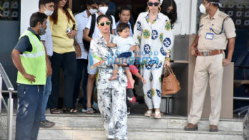 Photos: Kareena Kapoor Khan with her kids Taimur and Jeh and Karisma Kapoor with her son and daughter spotted at Kalina airport as they return from their vacation