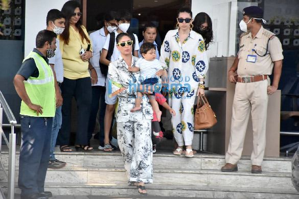 Photos: Kareena Kapoor Khan with her kids Taimur and Jeh and Karisma Kapoor with her son and daughter spotted at Kalina airport as they return from their vacation