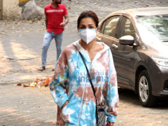 Photos: Malaika Arora steps out in tie-dye sweatshirt to take her dog for a walk on a Monday morning in Khar