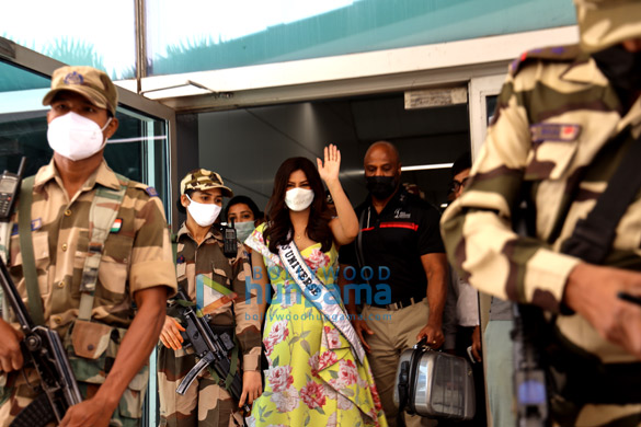 photos miss universe 2021 harnaaz kaur sandhu snapped at igi airport in new delhi 2