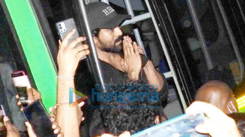Photos: Ram Charan greets fans as he arrives to watch the early morning show of RRR in Hyderabad