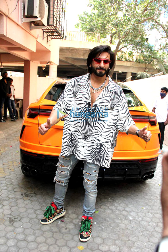 Photos: Ranveer Singh poses in a zebra printed oversized shirt and ripped denim as he visits Sanjay Leela Bhansali’s office in Juhu