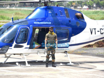 Photos: Vijay Deverakonda arrives in a chopper dressed in army uniform to announce his next pan India project with Puri Jagannadh