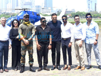 Photos: Vijay Deverakonda arrives in a chopper dressed in army uniform to announce his next pan India project with Puri Jagannadh