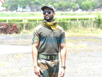 Photos: Vijay Deverakonda arrives in a chopper dressed in army uniform to announce his next pan India project with Puri Jagannadh