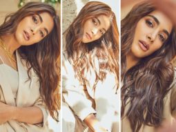 Radhe Shyam star Pooja Hegde is spilling the sass in beige monotone pantsuit worth Rs.12,980 and Rs. 1.43 lakh Louis Vuitton bag
