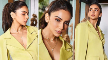 Rakul Preet emanates boss lady vibes in a charteuse blazer dress worth for Attack promotions