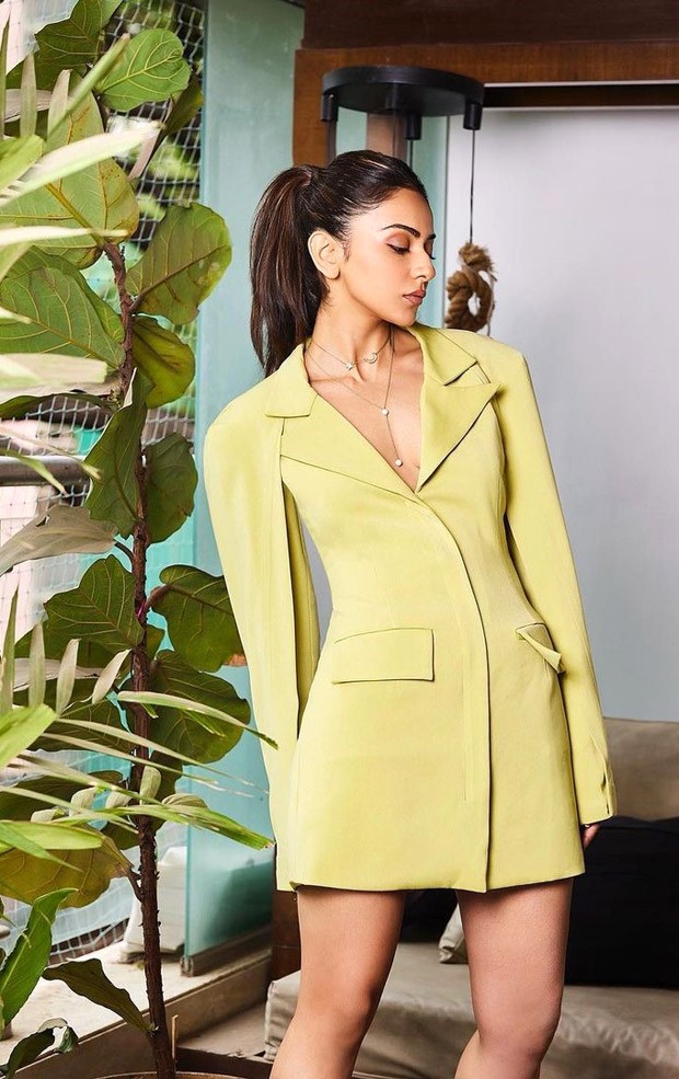 Rakul Preet emanates boss lady vibes in a charteuse blazer dress worth for Attack promotions