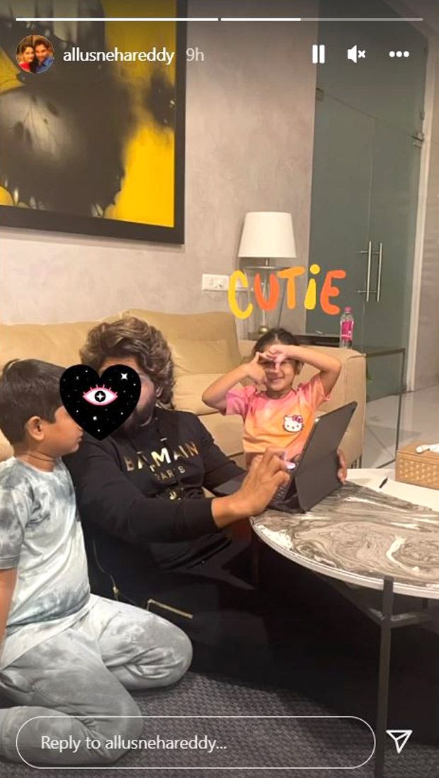 Sneha Reddy shares a candid picture of Allu Arjun spending quality time with kids Ayaan and Arha