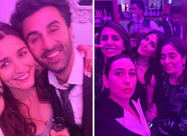 INSIDE PICS: Ranbir Kapoor and Alia Bhatt pose with Neetu Kapoor, Karisma, Riddhima at their wedding bash; see more photos 