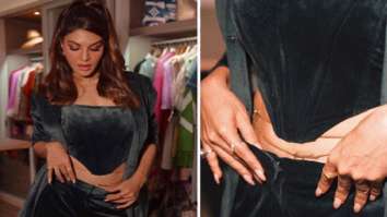 Jacqueline Fernandez looks jaw-dropping in velour green corset set worth Rs. 17,000