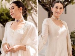 Karisma Kapoor is embracing summer style in ivory anarkali set by Punit Balana worth Rs. 65,000