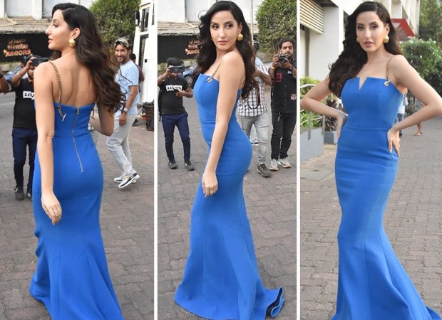 Nora Fatehi Brings Vintage Hollywood Charm In A Strapless Blue Velvet Gown  For Dance Deewane Juniors
