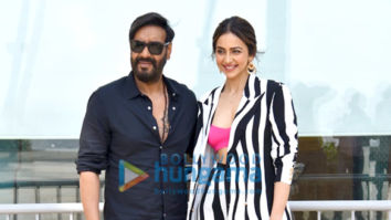 Photos: Ajay Devgn and Rakul Preet Singh snapped promoting their film Runway 34 at the Sun n Sand hotel in Juhu