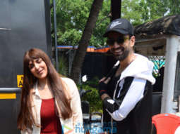 Photos: Karanvir Sharma and Esha Deol snapped at their shoot location in Juhu