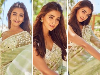 Pooja Hegde makes strong case for six yards of elegance in pale green saree for Beast promotions Pooja Hegde makes strong case for six yards of elegance in pale green saree for Beast promotions