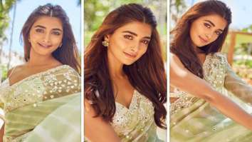 Pooja Hegde makes strong case for six yards of elegance in pale green saree for Beast promotions