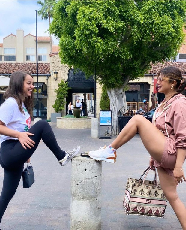 Priyanka Chopra opts for peach athleisure and pigtails as she spends Sunday with friends and pups