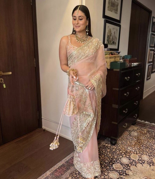 Ranbir Kapoor-Alia Bhatt Wedding: Kareena Kapoor Khan enchants in blush pink organza saree by Manish Malhotra for the marriage ceremony 