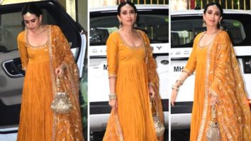 Ranbir Kapoor-Alia Bhatt Wedding: Karisma Kapoor looks resplendent in a mustard anarkali worth Rs. 65,000 by Punit Balan at mehendi ceremony