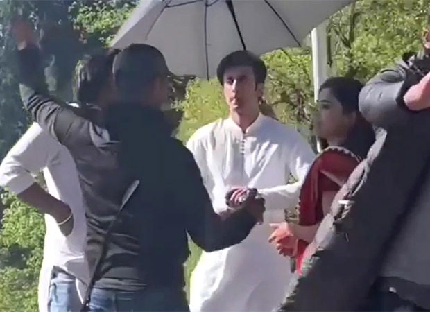 Ranbir Kapoor seen in white kurta, Rashmika Mandanna in a red saree in leaked pictrues from the sets of Animal