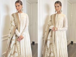 Tara Sutaria seeks blessings at Mahim Darga for Heropanti 2 in an ivory crinkled anarkali by Rohit Bal