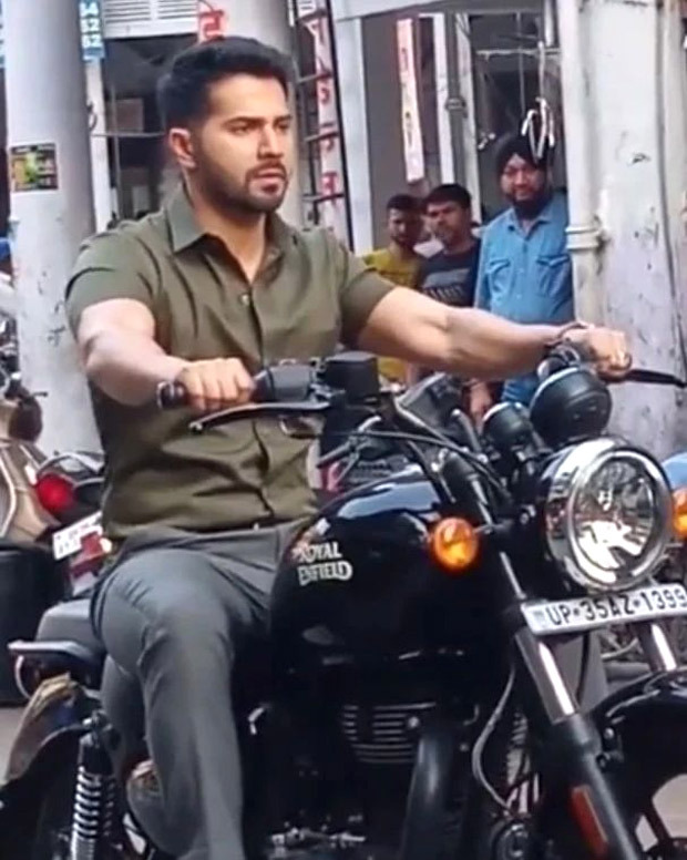 Varun Dhawan drives a Royal Enfield bike in Kanpur on the sets of Bawaal, see leaked photos and videos 