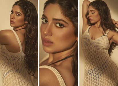Bhumi Pednekar is edgy chic in graphic bralette and crochet trousers for  Thankyou for Coming promotions : Bollywood News - Bollywood Hungama