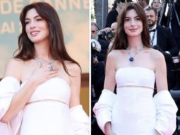 Cannes 2022:  Anne Hathaway exudes Princess vibes in strapless bandeau peach pink Armani Prive gown for Armageddon Time premiere