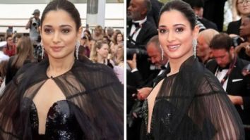Cannes 2022: Tamannaah Bhatia seals it with a kiss in black glistening thigh-high slit gown with a cape at the premiere of Top Gun: Maverick