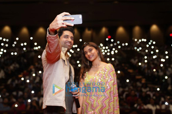 photos adivi sesh and saiee manjrekar snapped at major song saathiya launch at a college in pune 3