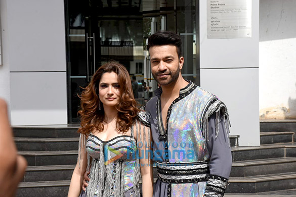 photos ankita lokhande and her husband pose for photographs on sets of the show smart jodi 5