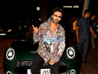 Photos: Kartik Aaryan snapped posing near his Mini Cooper S in Bandra