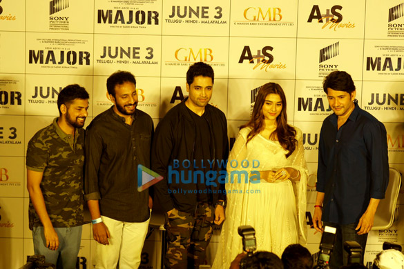 photos mahesh babu adivi sesh and saiee manjrekar at the trailer launch of their upcoming film major 4
