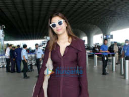 Photos: Saiee Manjrekar spotted at Mumbai airport heading to Hyderabad for the promotions of Major