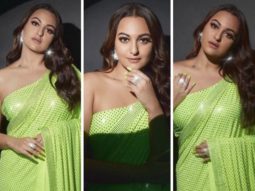 Sonakshi Sinha is ethereal in fluorescent green saree with crystal embellishments worth Rs 80,000 for Eid celebrations