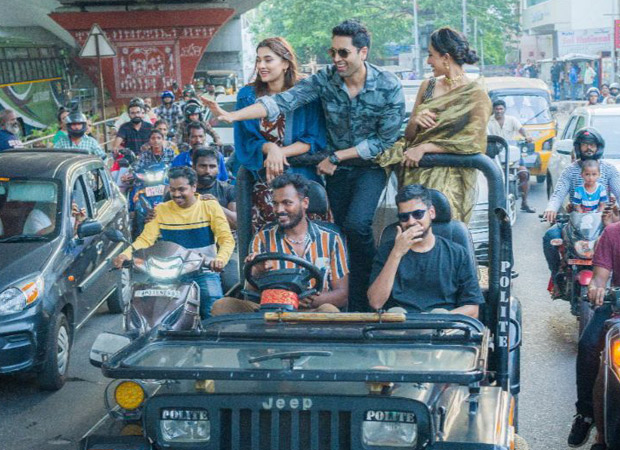 Adivi Sesh, Sobhita Dhulipala, and Saiee Manjrekar experience fandom in Vizag while promoting his upcoming film Major