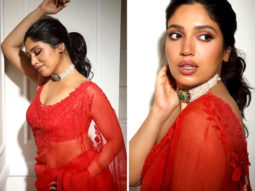 Bhumi Pednekar goes all glam in red organza saree for Raksha Bandhan trailer launch in Delhi