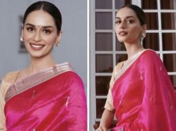 Manushi Chillar looks resplendent in stunning pink handcrafted saree for special screening of Samrat Prithviraj